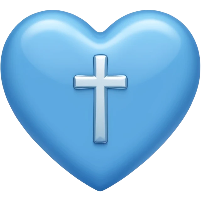 blue heart with christian simple cross emoji