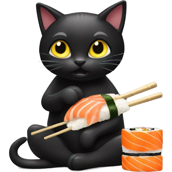 Black cat eating sushi emoji