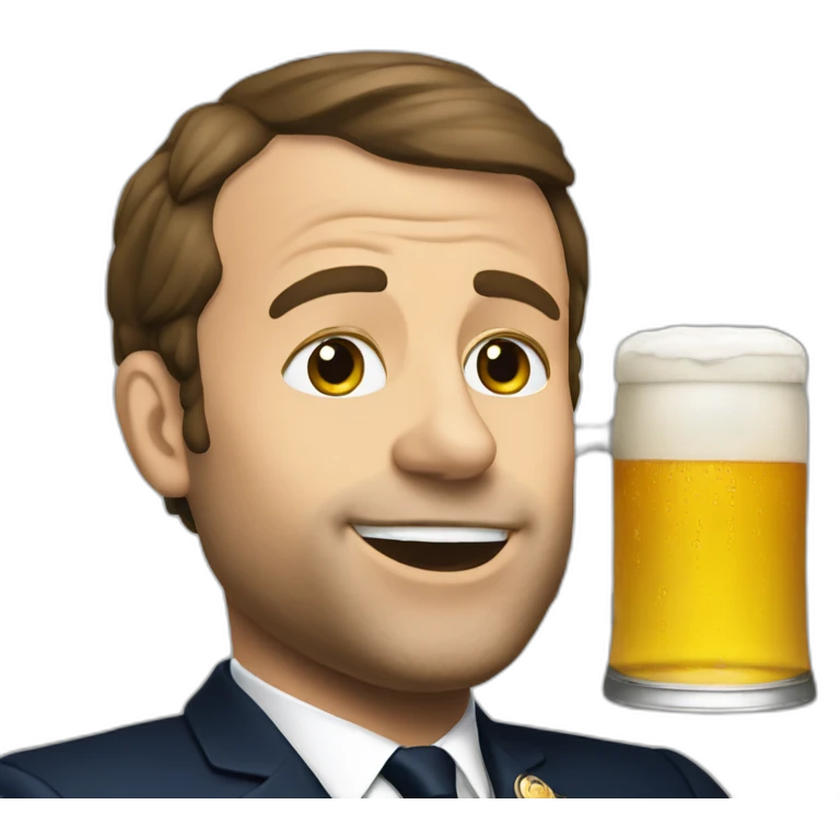 macron drinking beer emoji