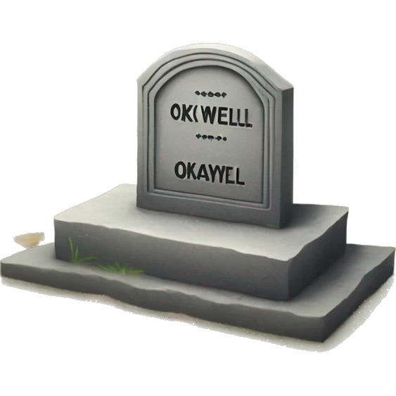 tombstone that says "okaywell" on it emoji