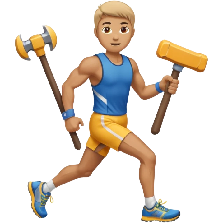 An emoji representing the ironman challenge event long-distance marathon for an mmorpg player who crafts everything themselves the hard way, and does not buy or sell items in-game. emoji