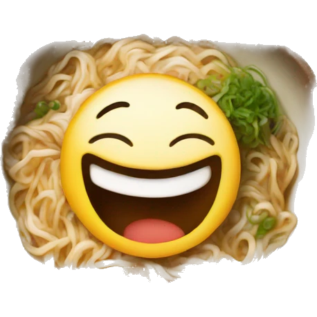 a ramen bowl laughing emoji