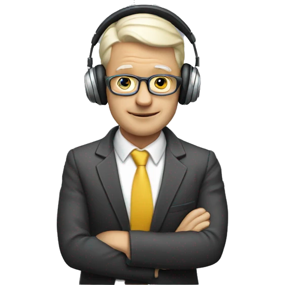 White gentleman with a laptop and headphones  emoji
