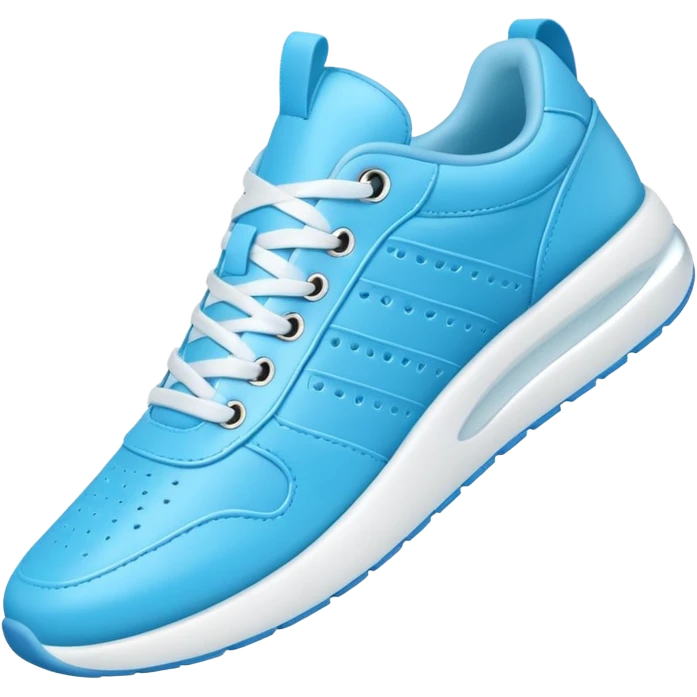 A 3D cartoon Sky Blue sneaker with soft texture, lace-up detail, and smooth reflections, isolated on plain background, Memoji-style. emoji