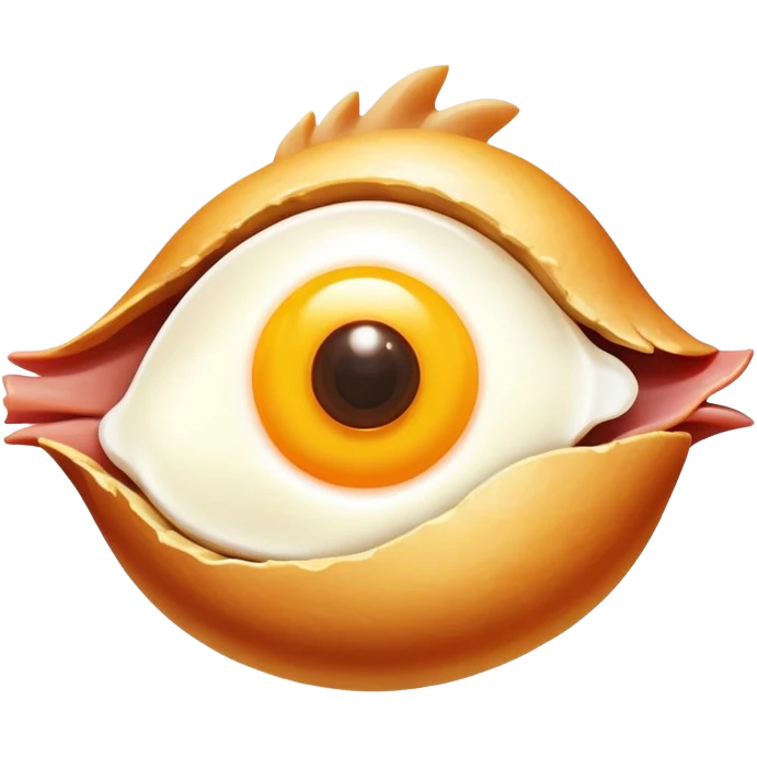 Chicken pieces with liver and egg yolk surrounding a central eye that beams light to patches of skin. The vitamin A-rich foods glow with golden energy that flows through the eye and onto the skin, showing improved vision and skin regeneration. emoji