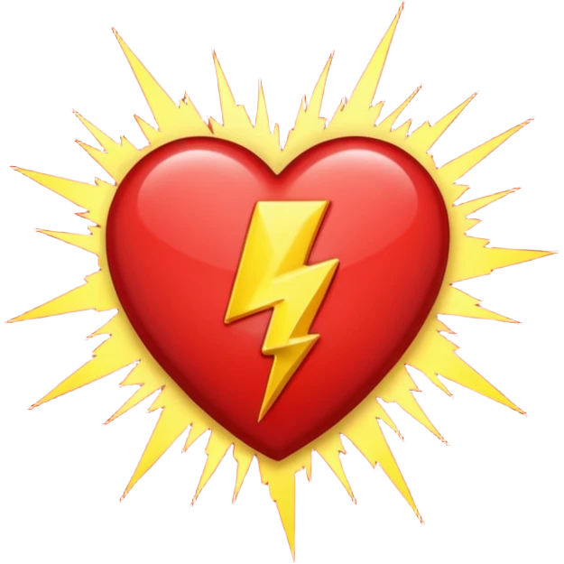 Heart with 13 pt lightning bolt in the middle emoji
