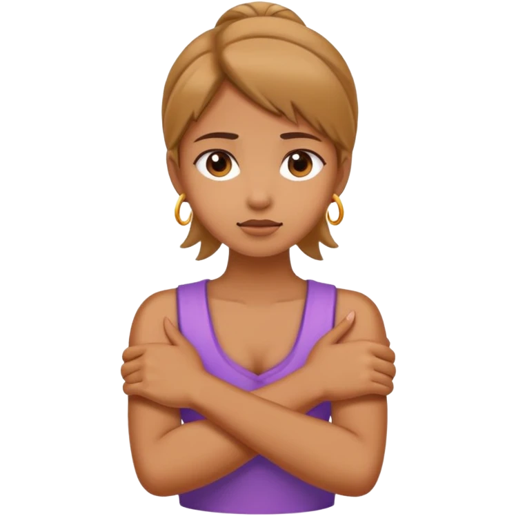 girl crossed harms holding neck emoji