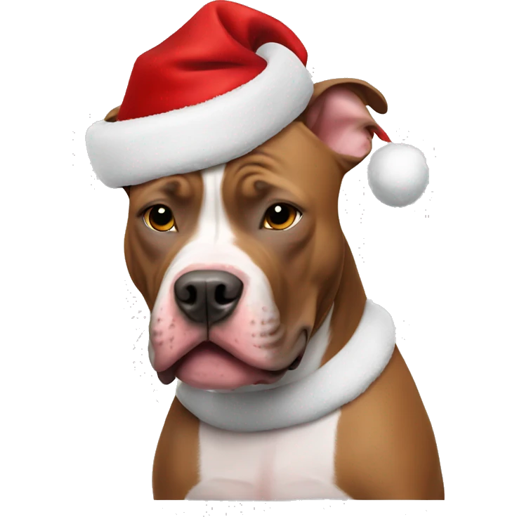 Pitbull wearing Santa outfit emoji