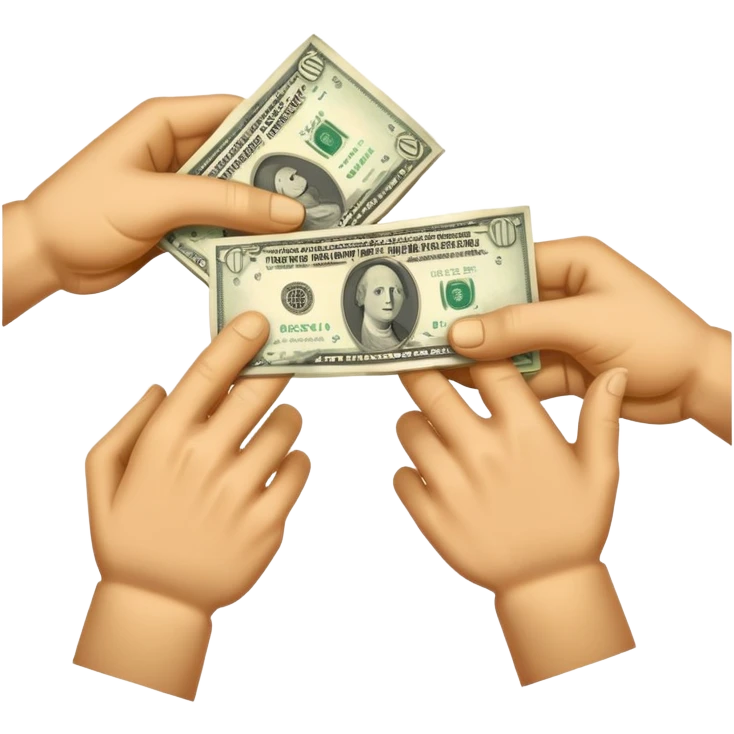 money being passed from one hand to another hand emoji