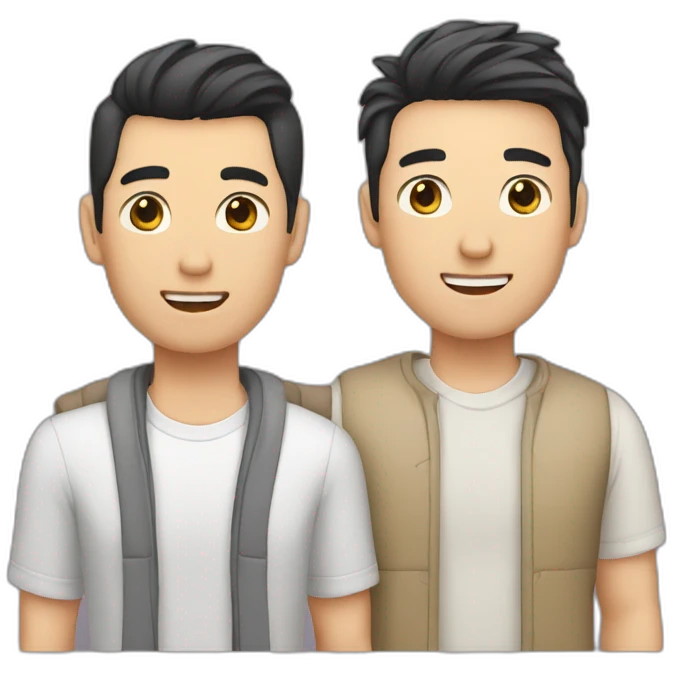 Gay couple one White man one Asian man emoji