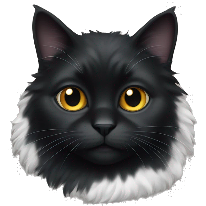 fluffy black cat with white spot on nose emoji