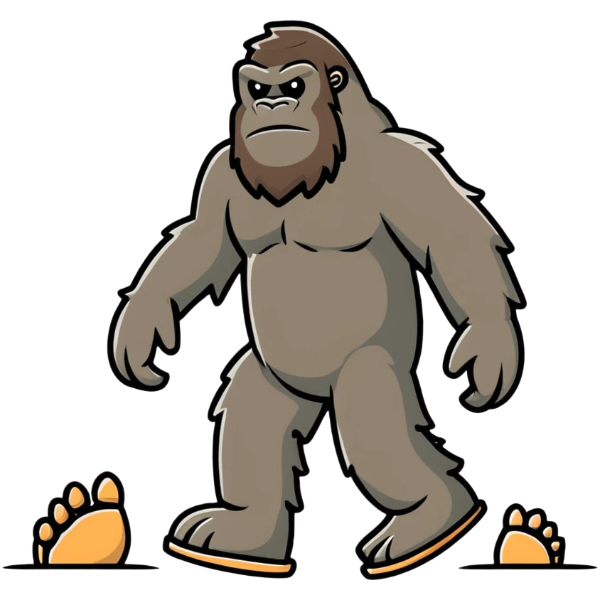 cute cartoon bigfoot with large footprints emoji