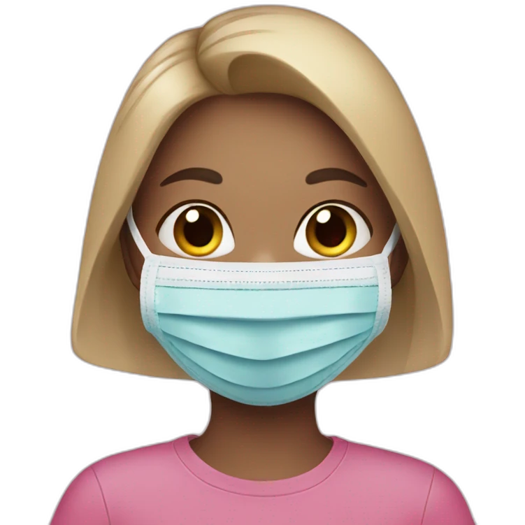 a girl with face mask and an iPhone emoji