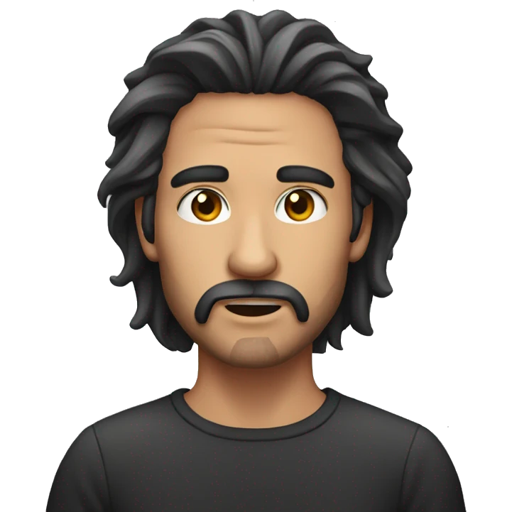 male portrait with facial hair and long hair wit a face scar emoji