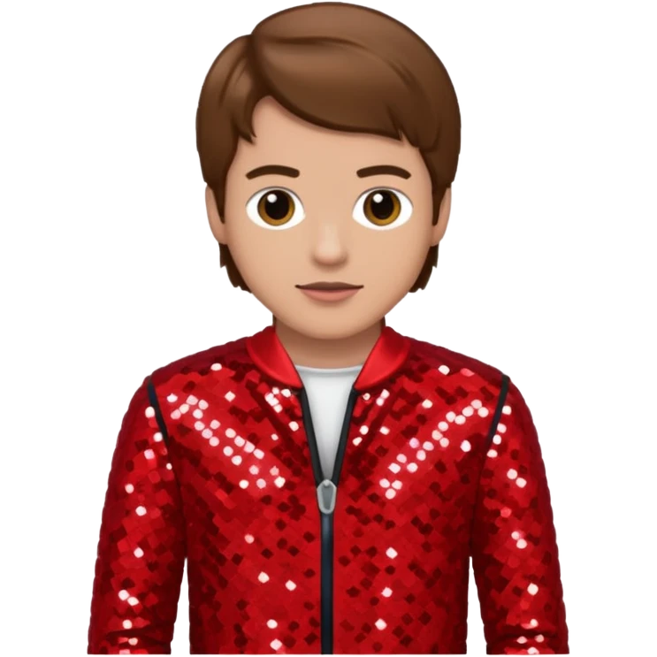 Michael Graham from Boyzone with brown hair, light skin, red sequin outfit emoji
