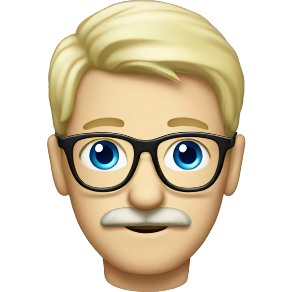Blond moustache, eyeglasses and blue eyes emoji
