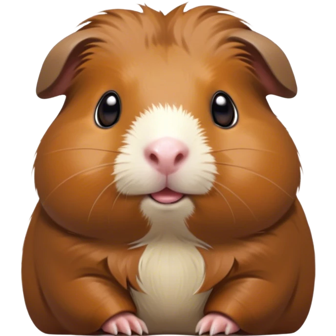 Cinematic Cute Brown Guinea Pig Portrait Emoji, Head tilted playfully and inquisitively, showcasing a velvety brown coat with a natural sheen, round, sparkling dark eyes filled with curiosity, Simplified yet irresistibly adorable features, highly detailed, glowing with a warm, friendly glow, high shine, affectionate and lively, stylized with a touch of whimsy, bright and endearing, soft glowing outline, capturing the essence of a mischievous yet loving guinea pig, so playful it feels like it could nuzzle out of the screen into your arms! emoji