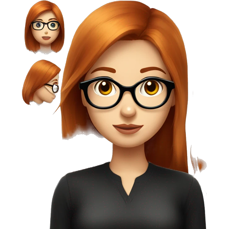 Fille rousse cheveux longs lisse lunettes ronde noire yeux  emoji