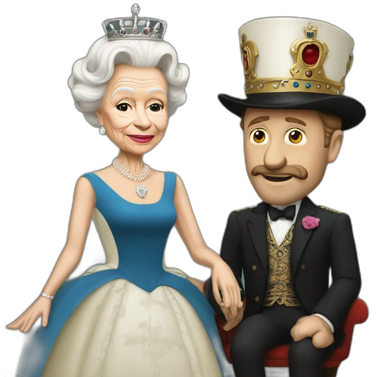 The Queen with Freddy Mercurry emoji