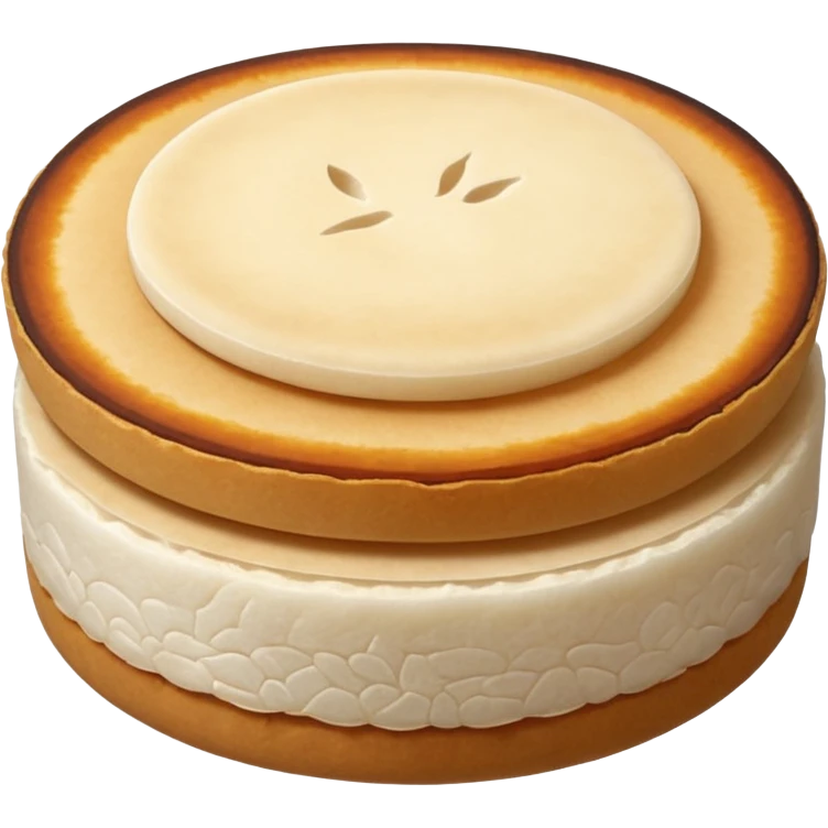 round flat rice cake, lightly toasted surface, emoji