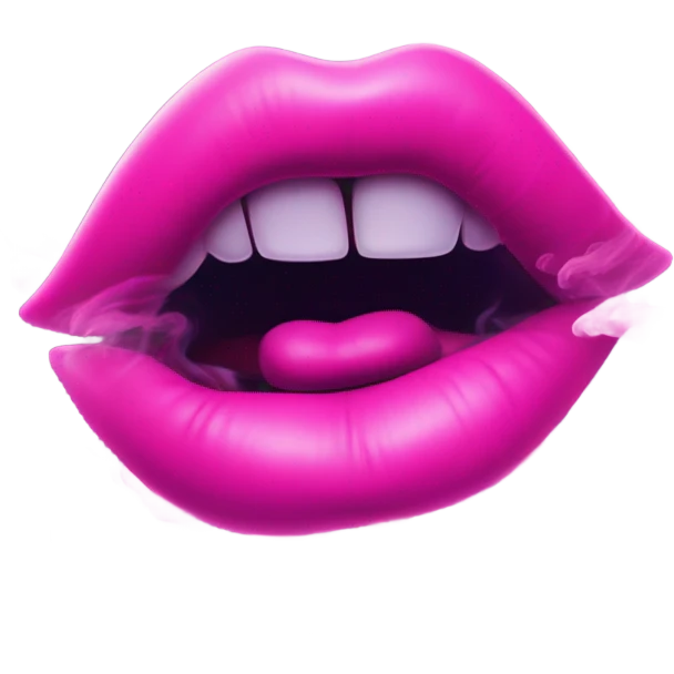 Neon pink lips are smoke emoji