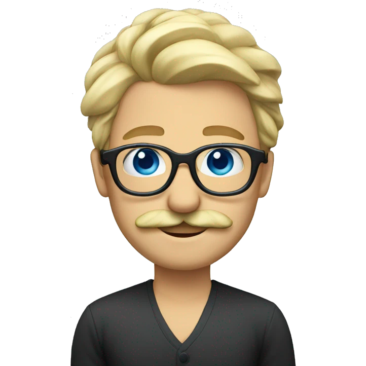 Blond, moustache, glasses and blue eyes emoji