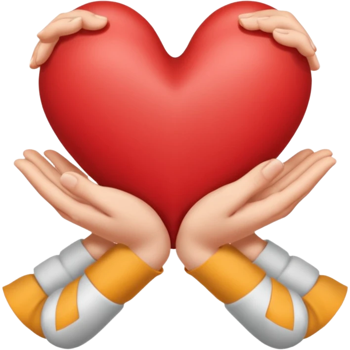 Two hands holding each other with love emoji