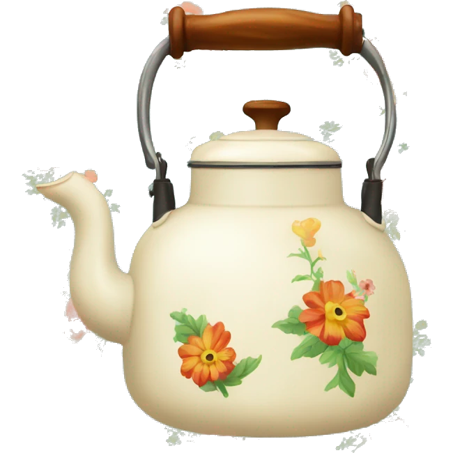 Vintage kettle with flowe design emoji