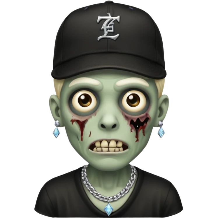 Zombie con gorra de los Dodgers negra y cadena diamantada  emoji