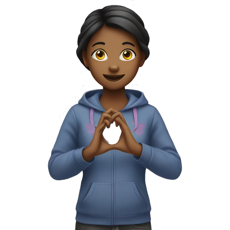 A girl doing a hand heart  emoji