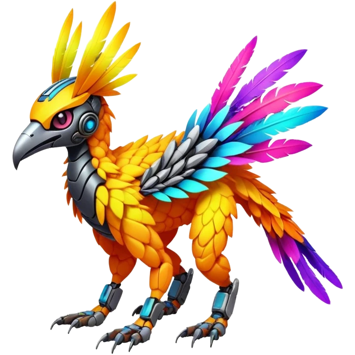  exotic futuristic warm-colored modern colorful neon-colored cyber-Fakémon-Digimon-Trico-creature emoji