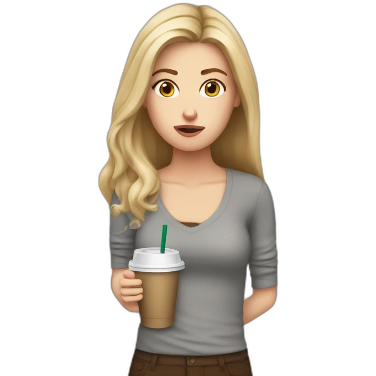 white girl holding starbucks stressed anxious emoji