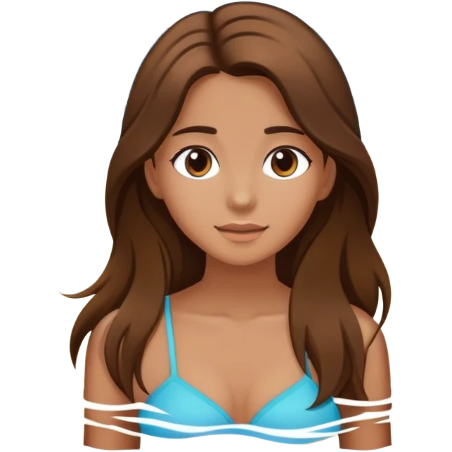 A beach and a girl from back long and brown hair infront of the water emoji