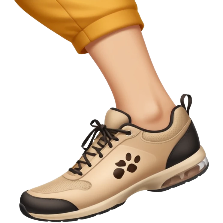 a shoe with a foot inside, stepping and showing a clear shoe print below. and leg







 emoji