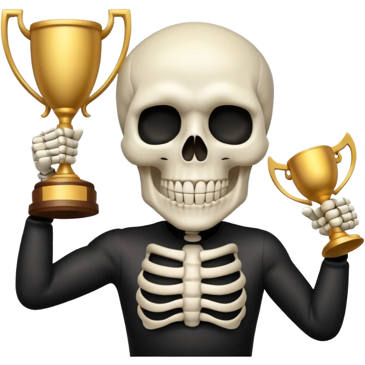 A skull emoji lifting a trophy  emoji