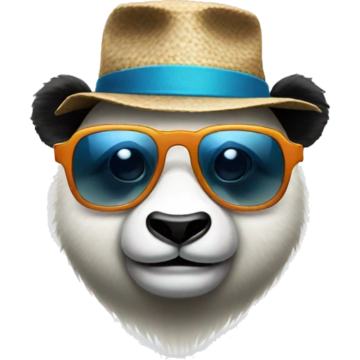 Panda that has a hat and blue sunglasses emoji