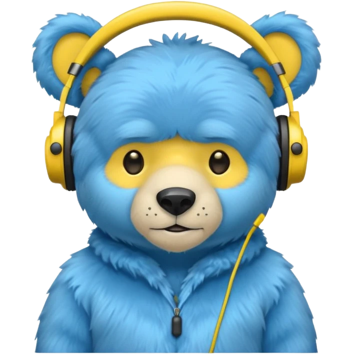 blue bear with yellow headphones emoji