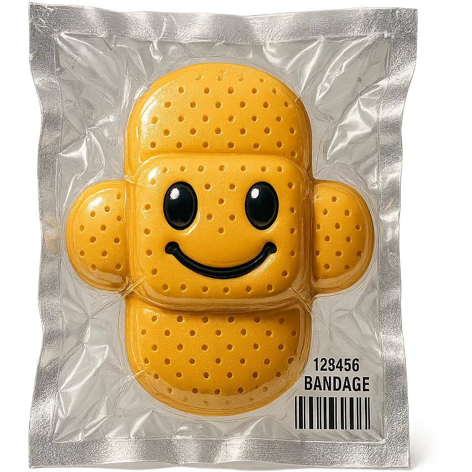 bandage, shiny and puffy, cute face emoji