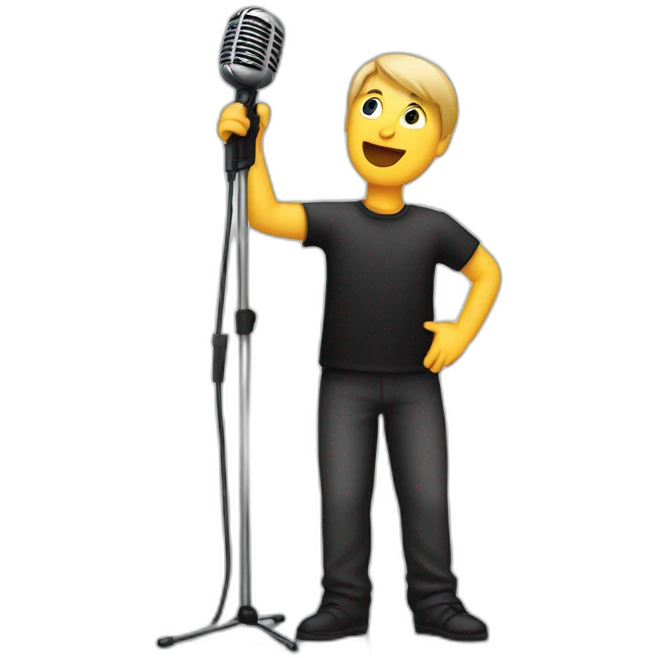 White Person on stage spotlight with microphone stand emoji