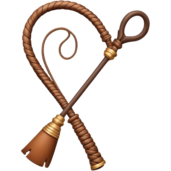 cowboy whip object icon, coiled leather whip, wooden handle, western style, 3D cartoon, mobile game icon style, centered, clean background, soft shadow, no text, no watermark
 emoji