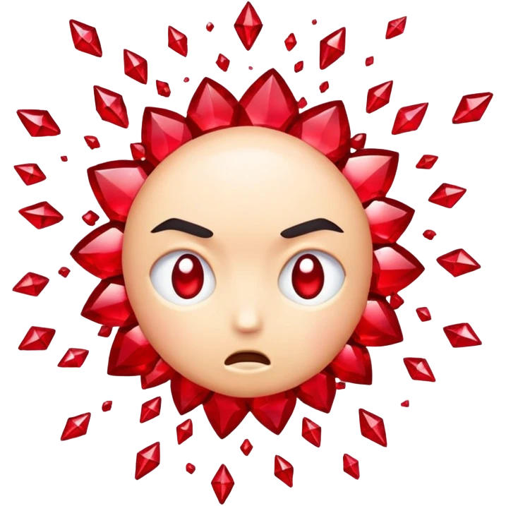 head exploding with rubies flying out emoji