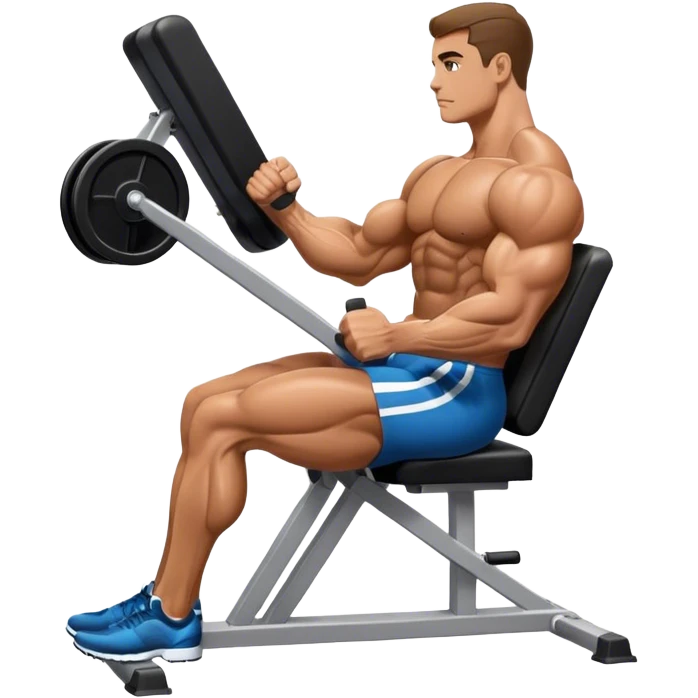 side-view bodybuilder seated weighted calf-raise machine emoji