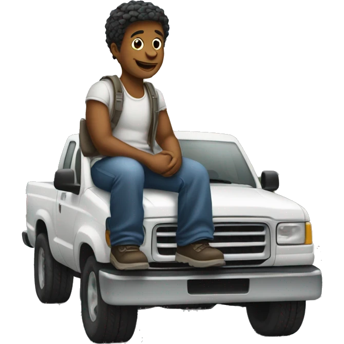 the man sits on truck emoji