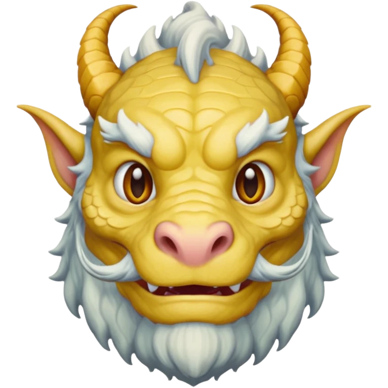 a wise, elderly dragon with a white beard, wrinkled face, and aged scales, emoji style emoji