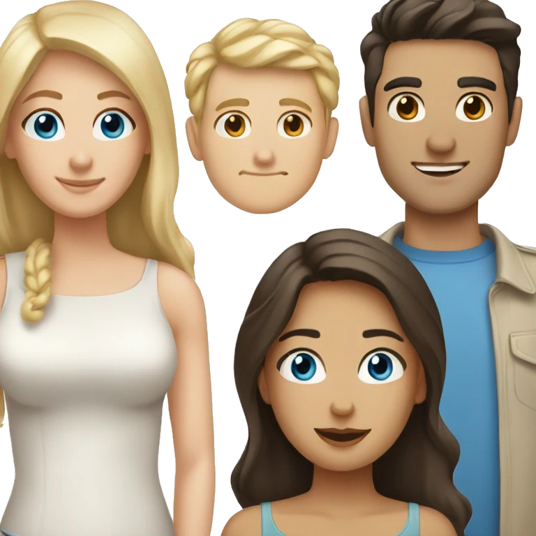 white couple, men with dark hair and brown eyes, woman with light hair and blue eyes emoji
