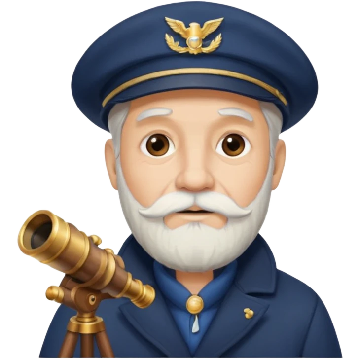 old sailor with a white beard and a telescope emoji