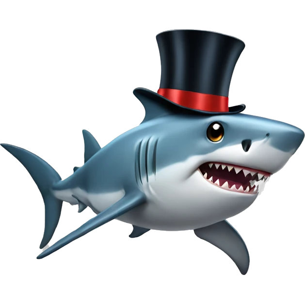 Shark with a top hat emoji