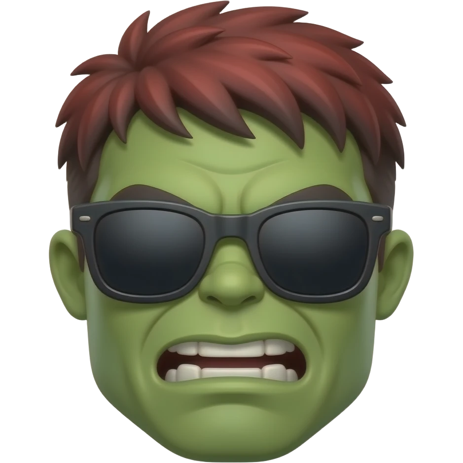 Zombie hulk with sun glasses and Red colour hairstyle face emoji