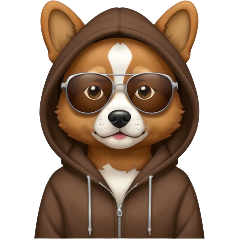 Dog wearing a hoodie and sun glasses emoji