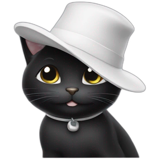 black cat in white hat showing ok emoji